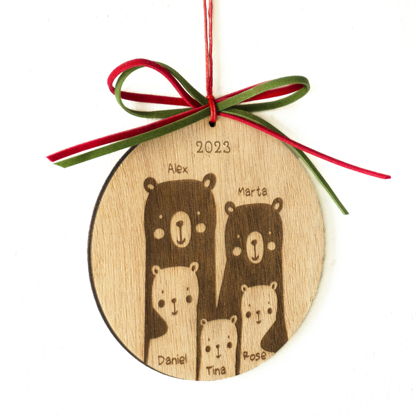 Προσωποποιημένο ξύλινο στολίδι - γούρι 2022 - Oικογένεια -11 εκ - ξύλο, χριστουγεννιάτικα δώρα, στολίδια, προσωποποιημένα - 3