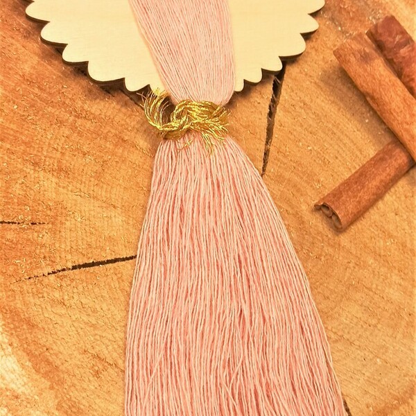 Macrame Αγγελακι Διακοσμητικο Ροζ - ξύλο, νήμα, κορίτσι, στολίδια - 2