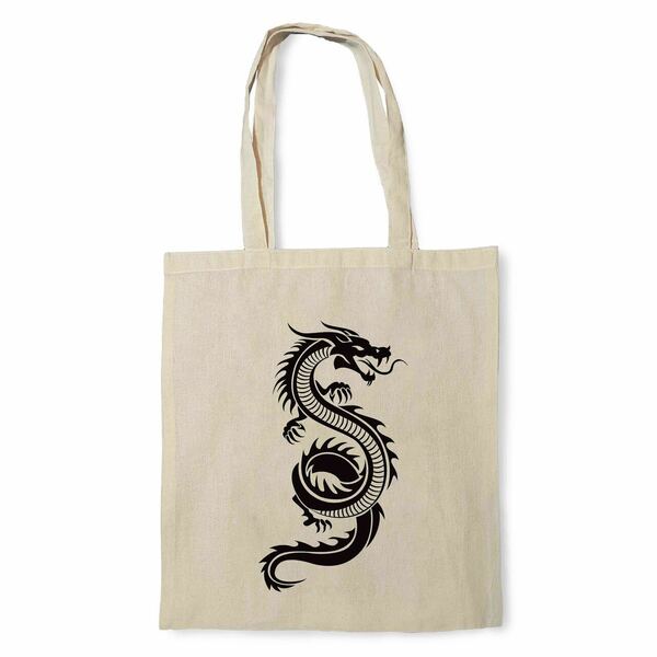 Dragon Art Tote Bag _Χειροποίητη πάνινη τσάντα OEM 100% βαμβάκι - ώμου, all day, tote, πάνινες τσάντες - 2