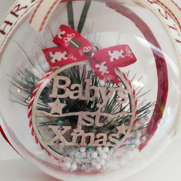 Χριστουγεννιάτικη μπάλα "Baby's 1st Xmas" - στολίδια, μπάλες - 3