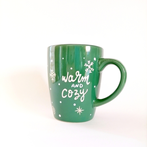 Πράσινη κούπα Χειμωνιάτικα Γάντια - πορσελάνη, χειμώνας, χριστουγεννιάτικα δώρα, κούπες & φλυτζάνια - 5