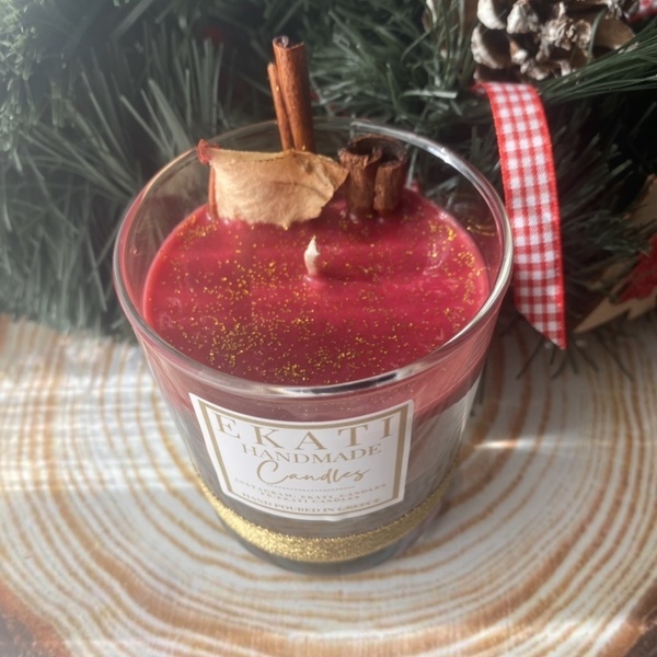 Χειροποίητο χριστουγεννιάτικο κερι Apple pie-220 ml-Αντίγραφο - χειροποίητα, αρωματικά κεριά, χριστουγεννιάτικα δώρα - 3