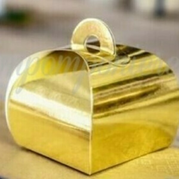 Μπομπονιέρα κουτί με καμπύλες για γάμο και βάπτιση - χρυσό, γάμου - 2