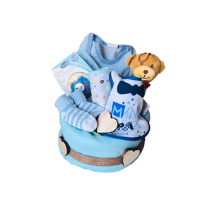Χειροποίητο Diaper Cake με σετ δώρου για νεογέννητο αγοράκι σε μπλε απόχρωση - αγόρι, δώρο, σετ δώρου, δώρο για βάφτιση, diaper cake