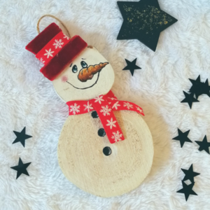 Χριστουγεννιάτικο Ξύλινο Στολίδι - Χιονάνθρωπος - ξύλο, χιονάνθρωπος, στολίδια - 2