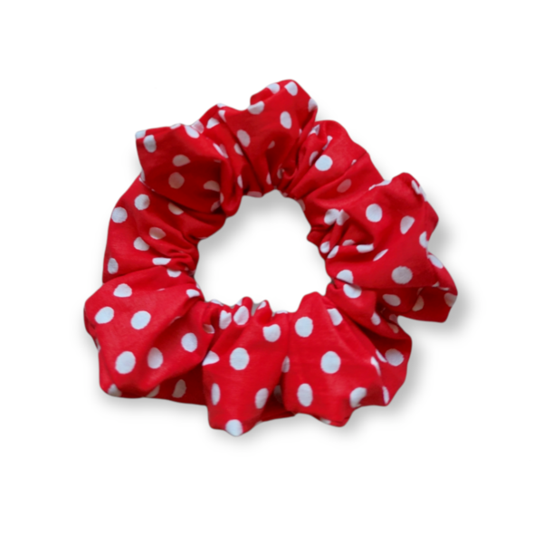 100% cotton Scrunchie polka-dot (small) - χειροποίητα, λαστιχάκια μαλλιών