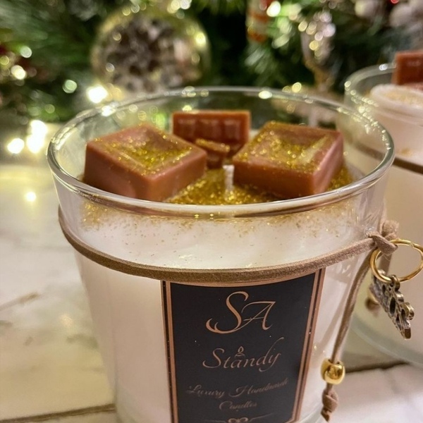 Χειροποίητο κερί σόγιας με άρωμα Χριστουγεννιάτικης πραλίνας 250 ml - κεριά & κηροπήγια - 3