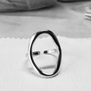 Δαχτυλίδι ασήμι 925 - oval of me silver - ασήμι 925, επάργυρα, γεωμετρικά σχέδια, μεγάλα, αυξομειούμενα - 2