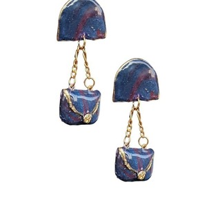 New Collection -earring bag- Χειροποιητα Σκουλαρικια -earring bag- απο πολυμερη πηλο επικαλυμενα με υγρο γυαλι και κουμπωμα καρφακι ατσαλινο - πηλός, μακριά, κρεμαστά, μεγάλα, καρφάκι