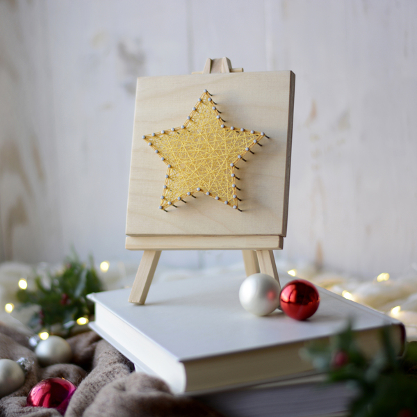 Χριστουγεννιάτικο διακοσμητικό καδράκι "Αστέρι" σε ξύλινο καβαλέτο - αστέρι, χριστουγεννιάτικο, διακοσμητικά, χριστούγεννα - 2