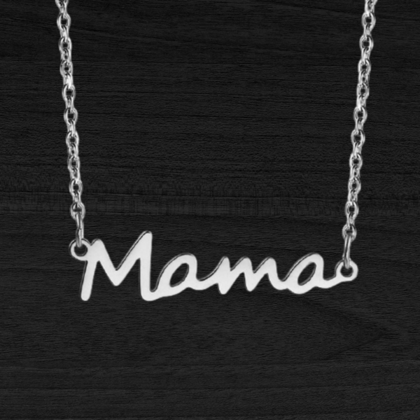 Ασημί Κολιέ "Mama" - μαμά, κοντά, ατσάλι, κοσμήματα, γιορτή της μητέρας