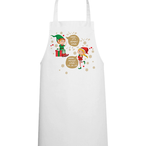 012 ποδιά με χριστουγεννιάτικο μοτίβο - ύφασμα, λευκά είδη, ποδιές μαγειρικής, χριστουγεννιάτικα δώρα - 2