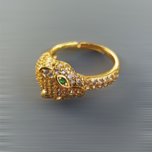 Δαχτυλίδι Λεοπάρδαλη με Ζιργκόν - επιχρυσωμένα, ορείχαλκος, αυξομειούμενα - 2