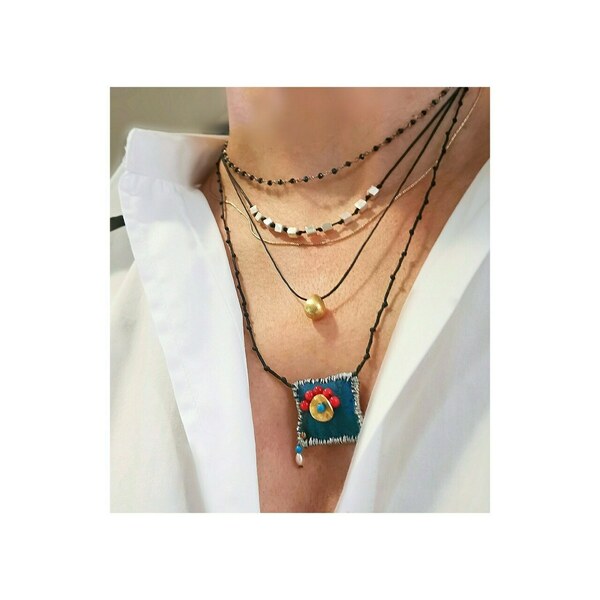 Hard Rock necklace, διπλό κολιέ με στοιχεία από ασήμι 925 - επιχρυσωμένα, ασήμι 925, minimal, κοντά, layering - 4
