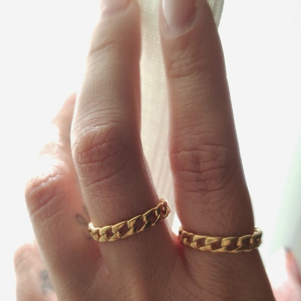 Flavian χρυσό ατσάλινο δαχτυλίδι - βεράκια, ατσάλι, σταθερά - 3