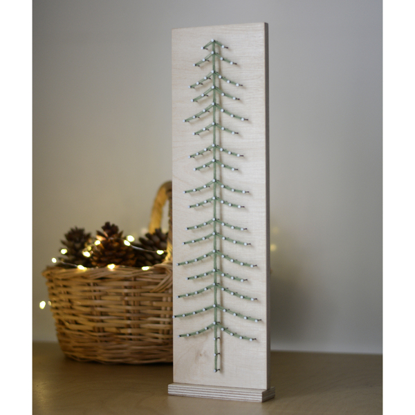 Διακοσμητικό χριστουγεννιάτικο έλατο 43x12cm - ξύλο, νήμα, διακοσμητικά, χριστούγεννα, δέντρο - 2