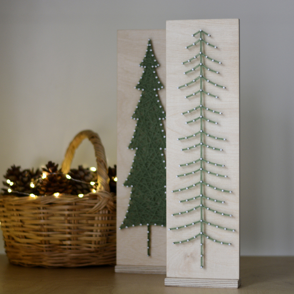 Διακοσμητικό χριστουγεννιάτικο έλατο 43x12cm - ξύλο, νήμα, διακοσμητικά, χριστούγεννα, δέντρο - 4