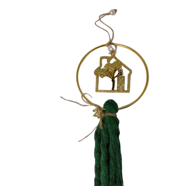 Μεταλλικό Χρυσό Κρεμαστό Στεφάνι Γούρι 2022 28cm - charms, γούρι, κρεμαστά, χριστουγεννιάτικα δώρα, γούρια