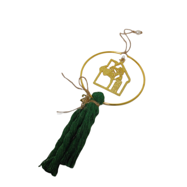 Μεταλλικό Χρυσό Κρεμαστό Στεφάνι Γούρι 2022 28cm - charms, γούρι, κρεμαστά, χριστουγεννιάτικα δώρα, γούρια - 2