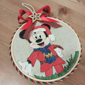 χριστουγεννιάτικο διακοσμητικό τελάρο με παιδικό ήρωα και όνομα παιδιού ποντικάκι για αγόρια - ύφασμα, όνομα - μονόγραμμα, χριστουγεννιάτικα δώρα, στολίδια - 3