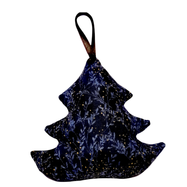 Χριστουγεννιάτικο στολίδι γούρι δεντράκι από ύφασμα 15*13 σε μπλε αποχρώσεις - ύφασμα, στολίδια, δέντρο