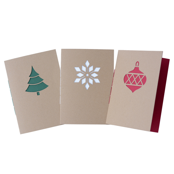 Σετ χριστουγεννιάτικες κάρτες 17x12cm - στολίδι, χριστούγεννα, χιονονιφάδα, ευχετήριες κάρτες, δέντρο