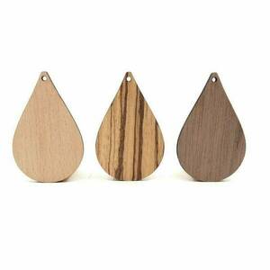 Ξύλινα εξαρτήματα για σκουλαρίκια σε σχήμα σταγόνας - ξύλινα κοσμήματα, υλικά κοσμημάτων