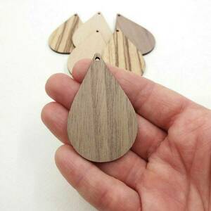 Ξύλινα εξαρτήματα για σκουλαρίκια σε σχήμα σταγόνας - ξύλινα κοσμήματα, υλικά κοσμημάτων - 2