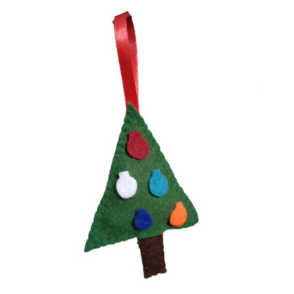 Χριστουγεννιάτικα στολίδια (δεντράκια και κάλτσα) από τσόχα σετ 3τμχ - ύφασμα, δέντρα, στολίδια - 3