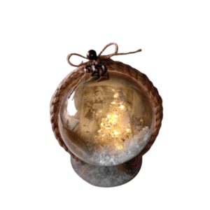 Φωτιζόμενη Vintage Χριστουγεννιάτικη Μπάλα Επιτραπέζια 12 cm - διακοσμητικά, μπάλες, charms, επιτραπέζια, χριστουγεννιάτικο