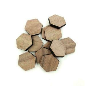 Ξύλινα εξαρτήματα για σκουλαρίκια σε εξάγωνο σχήμα σετ 10 τεμαχίων - ξύλινα στοιχεία, ξύλινα διακοσμητικά, υλικά κοσμημάτων