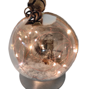 Φωτιζόμενη Vintage Χριστουγεννιάτικη Plexi Επιτραπέζια Μπάλα 12 cm- - vintage, charms, χριστουγεννιάτικο, διακοσμητικά, επιτραπέζια - 2