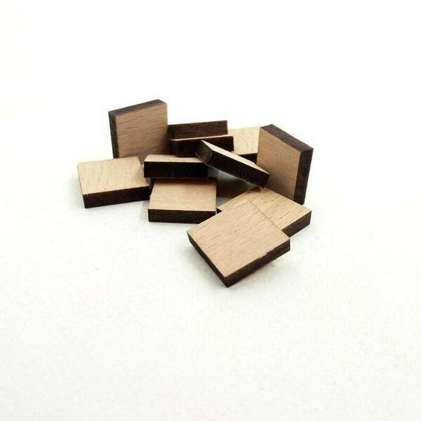 Ξύλινα τετράγωνα στοιχεία για κοσμήματα σετ 10 τεμαχίων - ξύλινα κοσμήματα, υλικά κοσμημάτων, ξύλινα - 2