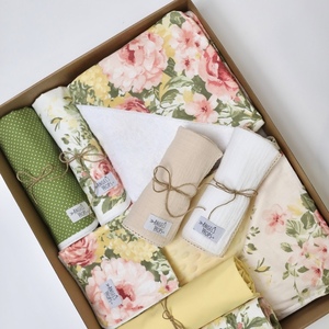 Newborn Box - Σετ νεογέννητου 10 τεμαχίων - "Green Floral" - κορίτσι, δώρα για βάπτιση, βρεφικά, προίκα μωρού, σετ δώρου - 2