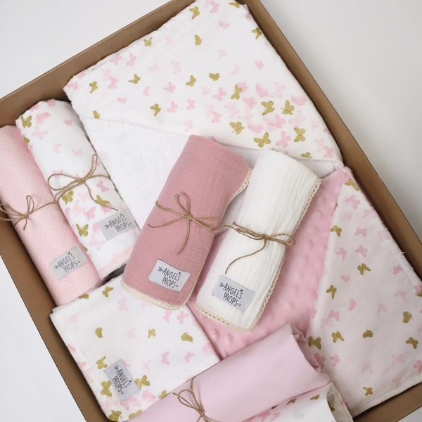 Σετ νεογέννητου 10 τεμαχίων, Newborn Box - "Butterflies" - κορίτσι, δώρα για βάπτιση, βρεφικά, σετ δώρου, για μωρά - 2