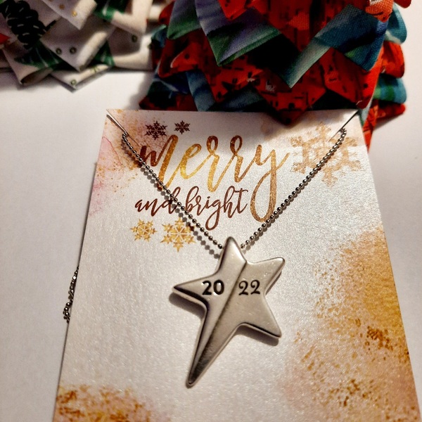 Χριστουγεννιάτικο μενταγιόν γούρι αστέρι με το 2022 μήκους 65cm - κοντά, χριστουγεννιάτικα δώρα, γούρια - 3