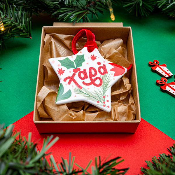 Χριστουγεννιάτικο κεραμικό στολίδι αστέρι Χαρά - αστέρι, κεραμικό, χριστουγεννιάτικα δώρα, στολίδια - 3