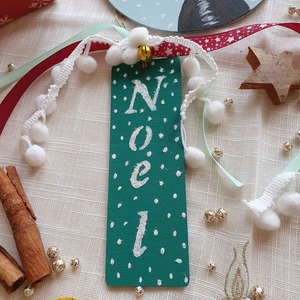 Χριστουγεννιάτικο καδράκι και σελιδοδείκτης Νoel - ξύλο, διακοσμητικά, χριστουγεννιάτικα δώρα - 4