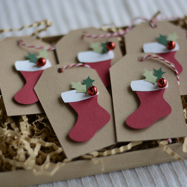 Σετ 5 χειροποίητες ετικέτες για δώρα - δώρο, χριστούγεννα, ευχετήριες κάρτες - 2