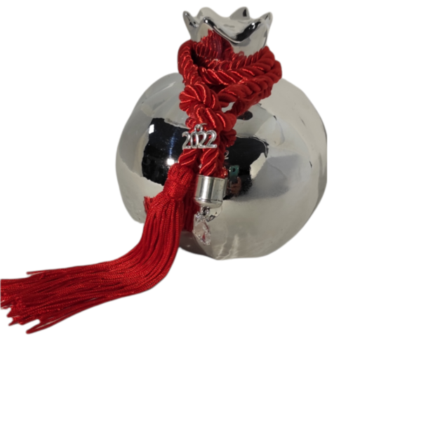 Κεραμικό Ασημί Ρόδι Γούρι 2022 10x12cm - charms, χριστουγεννιάτικο, ρόδι, χριστουγεννιάτικα δώρα, γούρια - 3