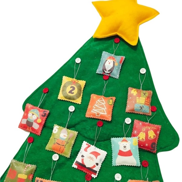 Χριστουγεννιάτικο Δεντρο Αντίστροφης Μέτρησης Advent Calendar Διακοσμητικό Παιδικού Δωματίου - ύφασμα, δώρο, διακοσμητικά, δέντρο