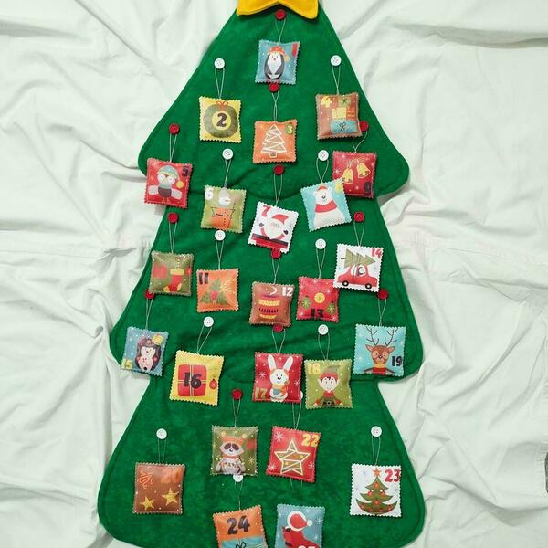 Χριστουγεννιάτικο Δεντρο Αντίστροφης Μέτρησης Advent Calendar Διακοσμητικό Παιδικού Δωματίου - ύφασμα, δώρο, διακοσμητικά, δέντρο - 2