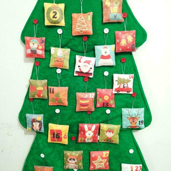 Χριστουγεννιάτικο Δεντρο Αντίστροφης Μέτρησης Advent Calendar Διακοσμητικό Παιδικού Δωματίου - ύφασμα, δώρο, διακοσμητικά, δέντρο - 3