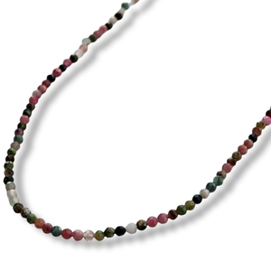 Κολιέ με πολύχρωμη τουρμαλίνη - ημιπολύτιμες πέτρες, ασήμι 925, κοντά