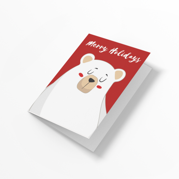 Χριστουγεννιάτικη κάρτα κόκκινη με αρκουδάκι - ευχετήριες κάρτες, χριστουγεννιάτικο, κάρτα ευχών
