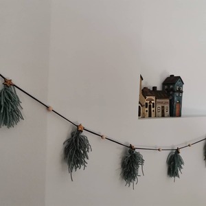 Γιρλάντα χριστουγεννιάτικη με μάλλινα δεντράκια - νήμα, διακοσμητικά - 4