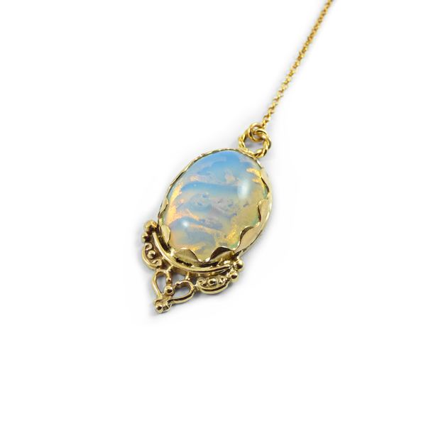 " Opaline Magic pendant " - Χειροποίητο επίχρυσο 18Κ μενταγιόν με Οπαλίνα! - ημιπολύτιμες πέτρες, γυναικεία, επιχρυσωμένα, μενταγιόν
