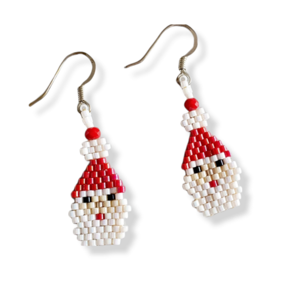 Χειροποίητα σκουλαρίκια Άγιος Βασίλης - χάντρες, μικρά, ατσάλι, κρεμαστά, χριστουγεννιάτικα δώρα