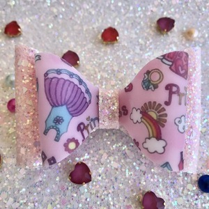 Ροζ glitter φιόγκος princess - φιόγκος, κορίτσι, μαλλιά, αξεσουάρ μαλλιών, hair clips - 3