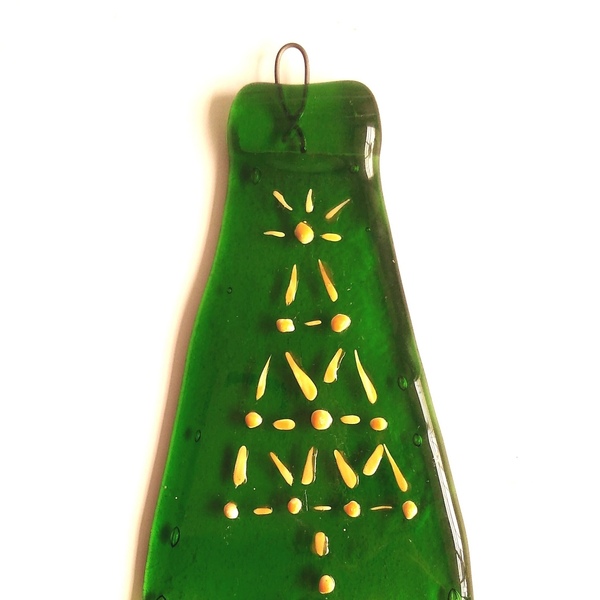 Επιτοίχιο διακοσμητικό μπουκάλι "Xmas Tree"πρασινο 21Χ10 - γυαλί, επιτοίχιο, χριστουγεννιάτικο, δέντρο, διακοσμητικά μπουκάλια - 2